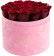 Červené věčné růže ve velkém růžovém semišovém flowerboxu - LOVE EDITION