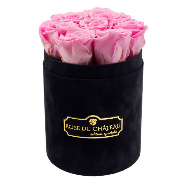Rosa Ewige Rosen in schwarzer Rosenbox Small