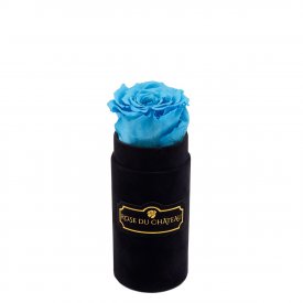 Rosafarbene Ewige Rose in schwarzer Mini Rosenbox