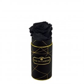Schwarze Ewige Rose in Schwarzer Industrial Mini Rundbox