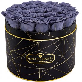 Schwarze Ewige Rosen in schwarzer Industrial Rosenbox Large