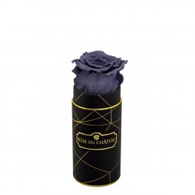 Schwarze Ewige Rose in Schwarzer Industrial Mini Rundbox