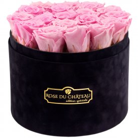 Rosa Ewige Rosen in schwarzer Rosenbox Large