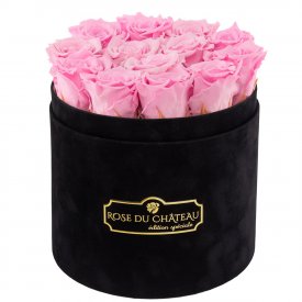 Rosa Ewige Rosen in schwarzer Rundbox