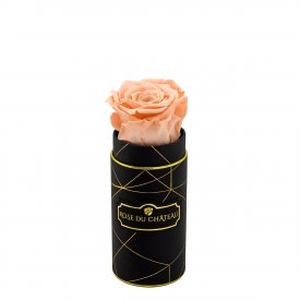 Teefarbene Ewige Rosen in Schwarzer Industrial Mini Rundbox.