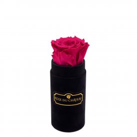 Rosafarbene Ewige Rose in schwarzer Mini Rosenbox