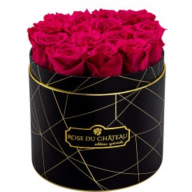 Rosafarbene Ewige Rosen in Schwarzer Industrial Rosenbox