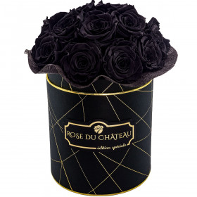 Rote Ewige Rosen Bouquet in schwarzer Rosenbox