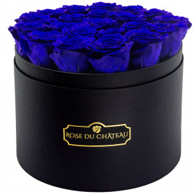 Blaue Ewige Rosen in schwarzer Rosenbox  Large