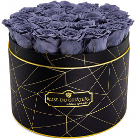 Schwarze Ewige Rosen in schwarzer Industrial Rosenbox Large