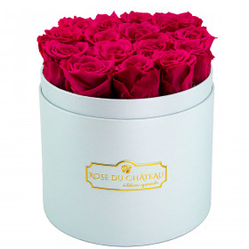 Rosa Ewige Rosen in azurblauer Rosenbox