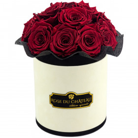 Rote Ewige Rosen Bouquet in schwarzer Rosenbox