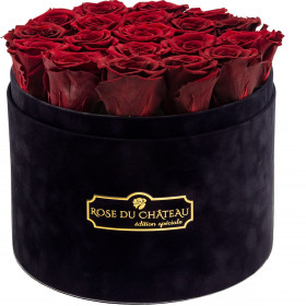 Rote Ewige Rosen in schwarzer Rosenbox Large