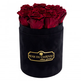 Rote Ewige Rosen in schwarzer Rosenbox Small