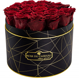 Rote Ewige Rosen in schwarzer Industrial Rosenbox Large