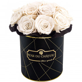 Rote Ewige Rosen Bouquet in schwarzer Rosenbox