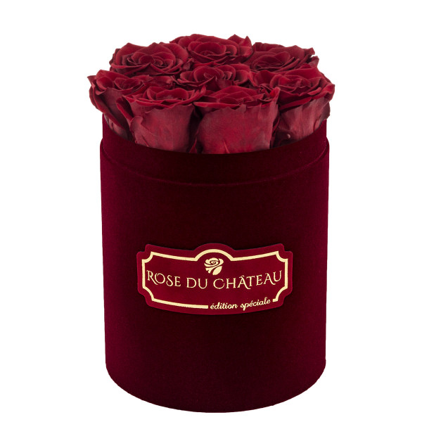 Eternity Red Roses & Small Red Flocked Flowerbox