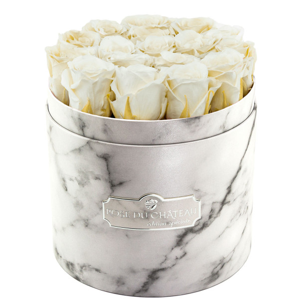 Eternity White Roses & White Marble Flowerbox