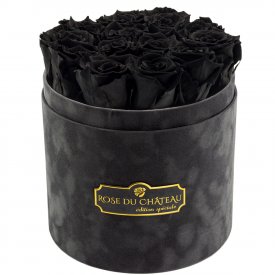 Eternity Black Roses & Gray Flocked Flowerbox