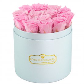 Eternity Pale Pink Roses & Blue Flowerbox
