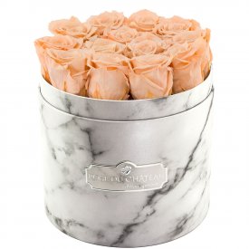Eternity Peach Roses & White Marble Flowebox