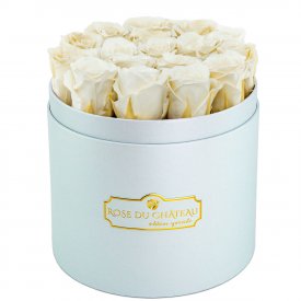 Eternity White Roses & Blue Flowerbox