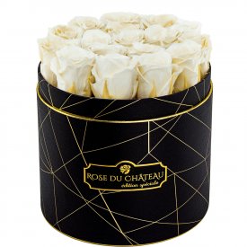 Eternity White Roses & Black Industrial Flowerbox