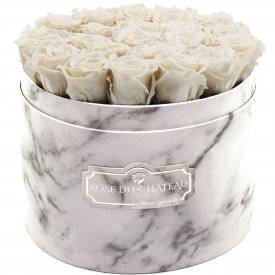 Eternity White Roses & Large White Marble Flowerbox