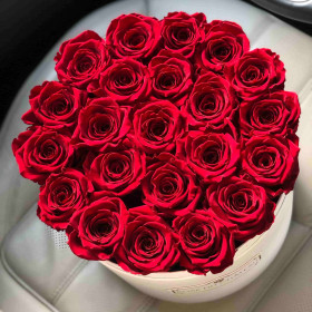 Eternity Red Roses & Large White Flowerbox